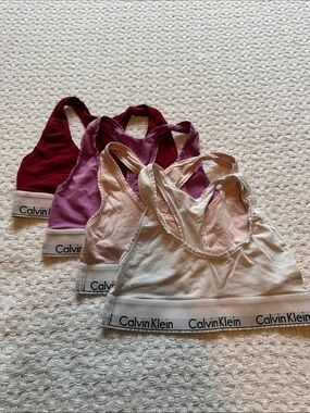 Calvin Klein Bralette Set in Burgundy, Mauve, Rose, and Ivory